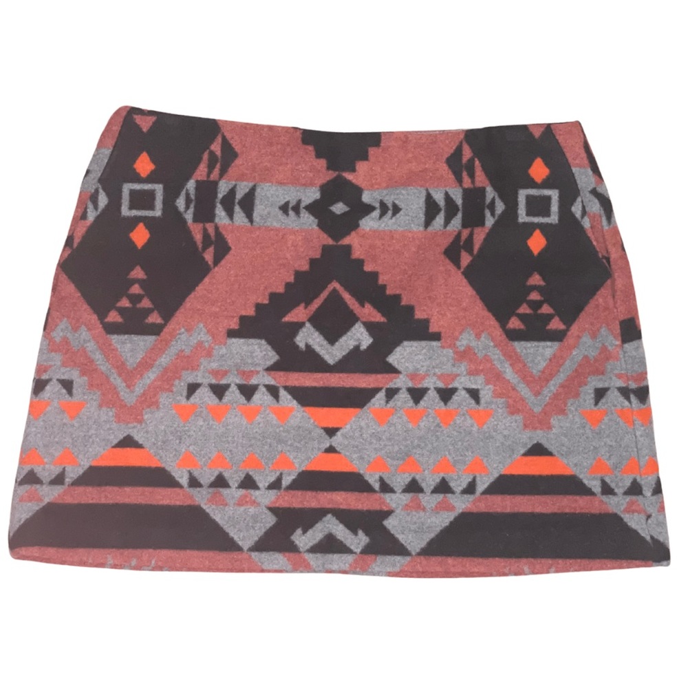 Tribal Print Wool Mini Skirt